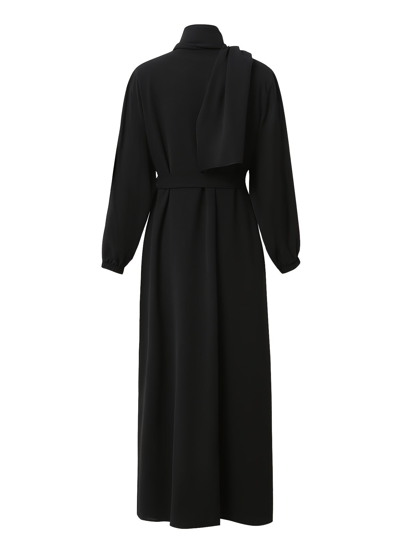 Fashionable and Elegant Muslim Middle Eastern Robe with Elegance, Long Sleeve Skirt with Pockets, Vest without Sleeves, Headscarf and Belt, Four-piece Set