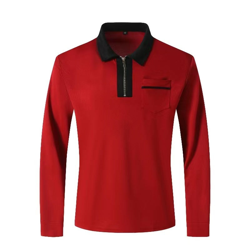 Mens Long Sleeve Zipper Polo Shirts