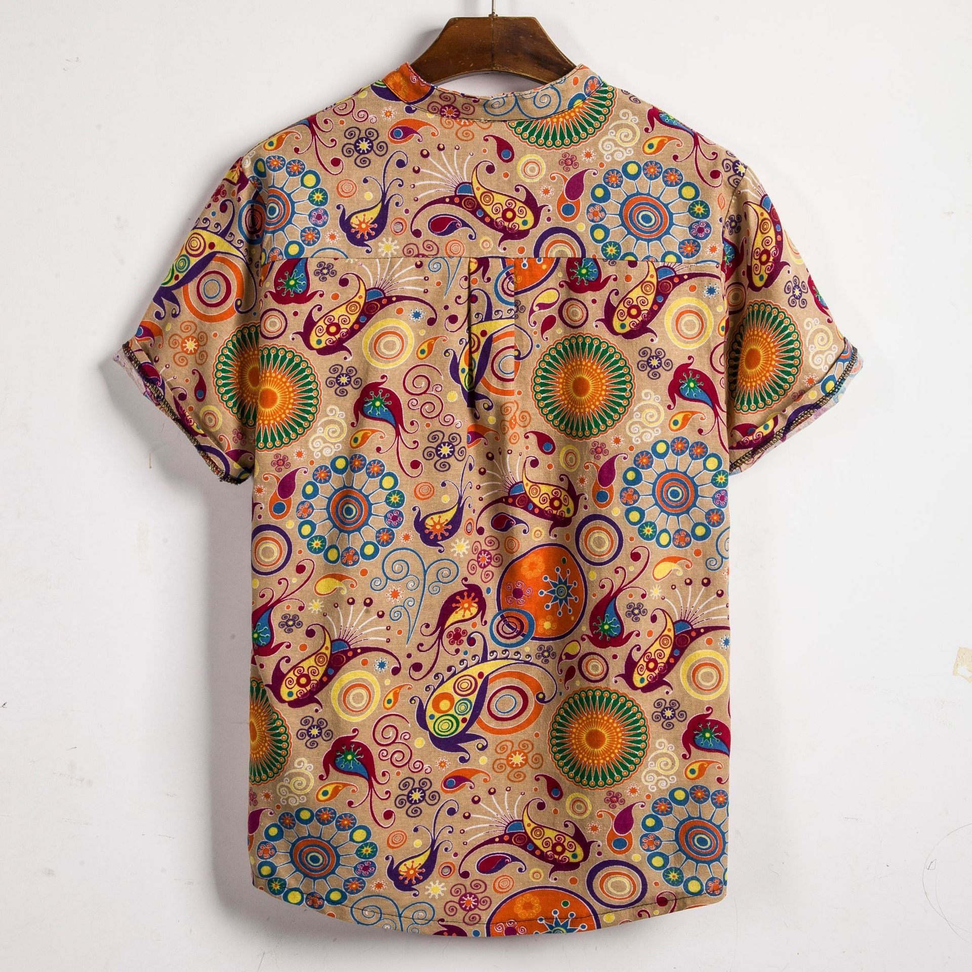 Lapel Print Short Sleeve Shirt