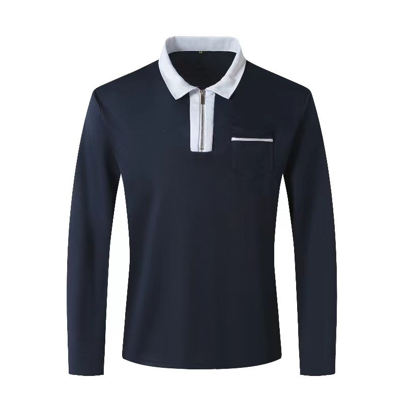 Mens Long Sleeve Zipper Polo Shirts