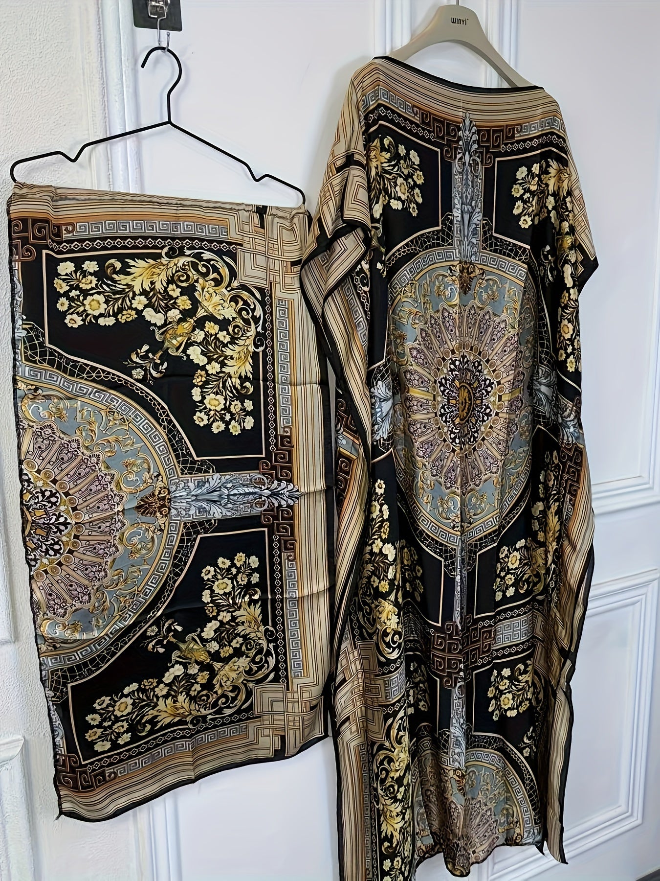 Summer Ramadan Graphic Print Crew Neck Kaftan Abaya