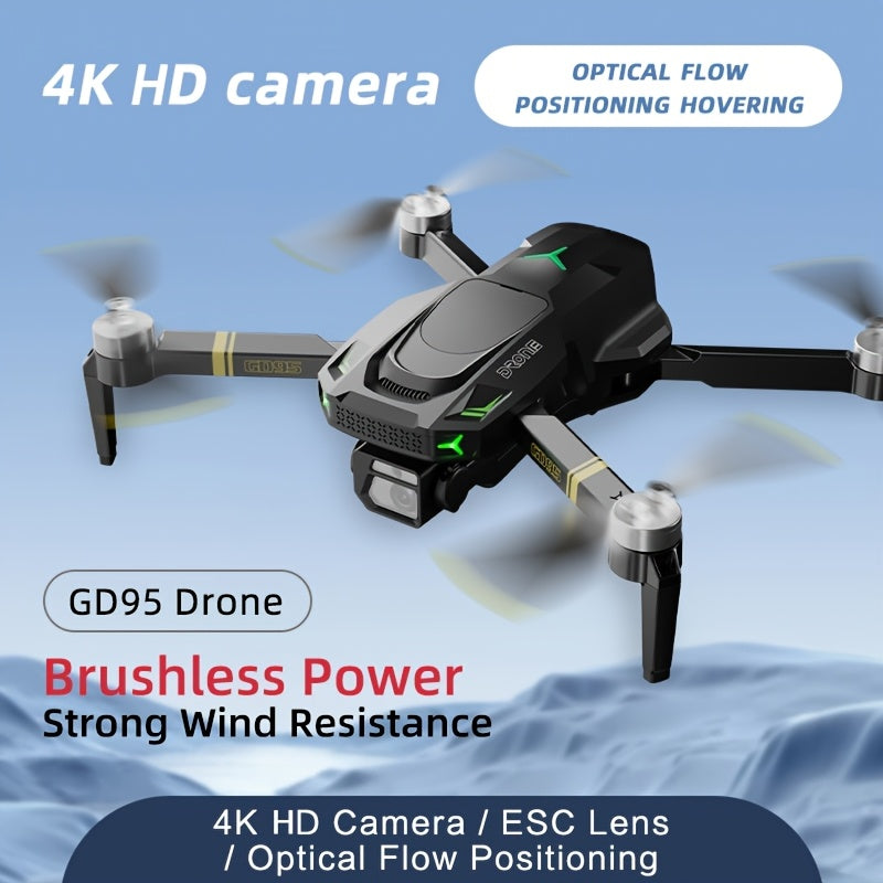 GLOBAL DRONE Gd95 Dual Camera Drone with Optical Flow Positioning - Brushless Motor, 4K HD Video Transmission, Wi-Fi Connectivity, 2000mAh Battery, Obstacle Avoidance, Ideal for Beginners & Youngsters, Perfect Christmas & Thanksgiving Gift - Black