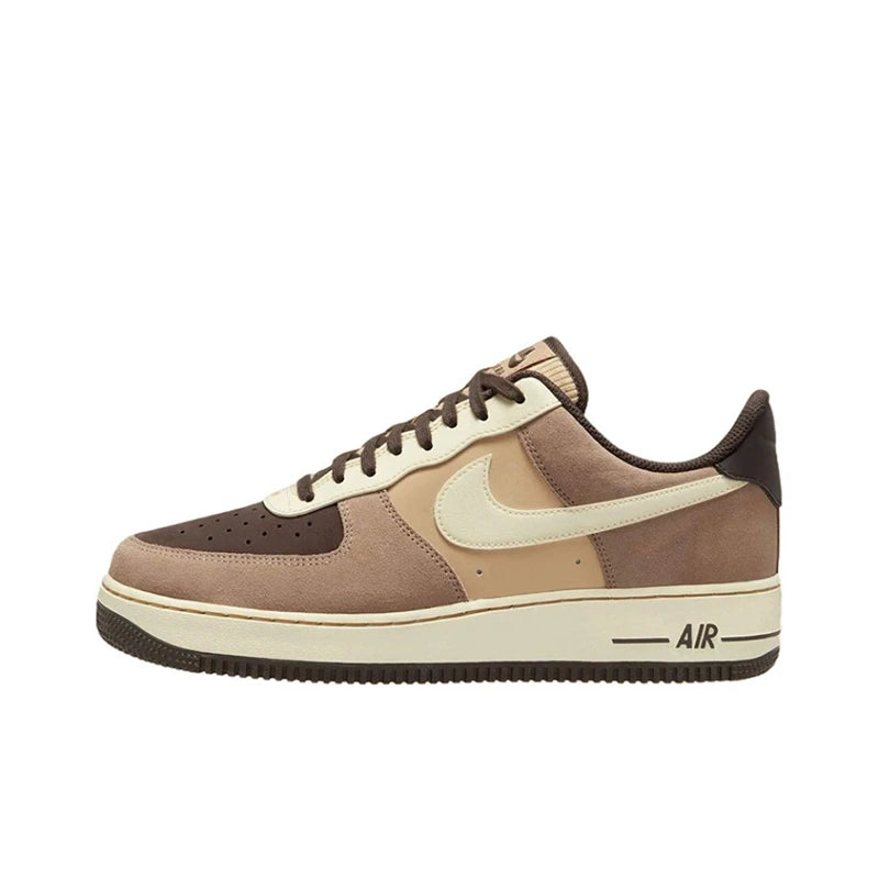 Nike Air Force 1 Men's and Women's Skateboarding Shoes Non-slip Wear-resistant Low-top Skateboarding Shoes Rice Brown