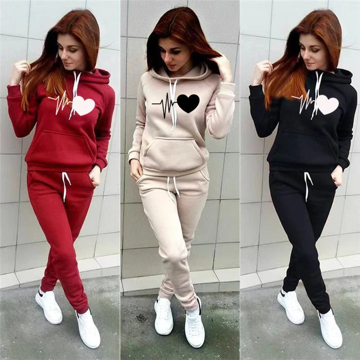 Womans Tracksuit Two Piece Set Hooded Sweatshirts+Sweatpants Suit Lady Casual Jogging Pullovers Fashion Sports Outfits Clothing